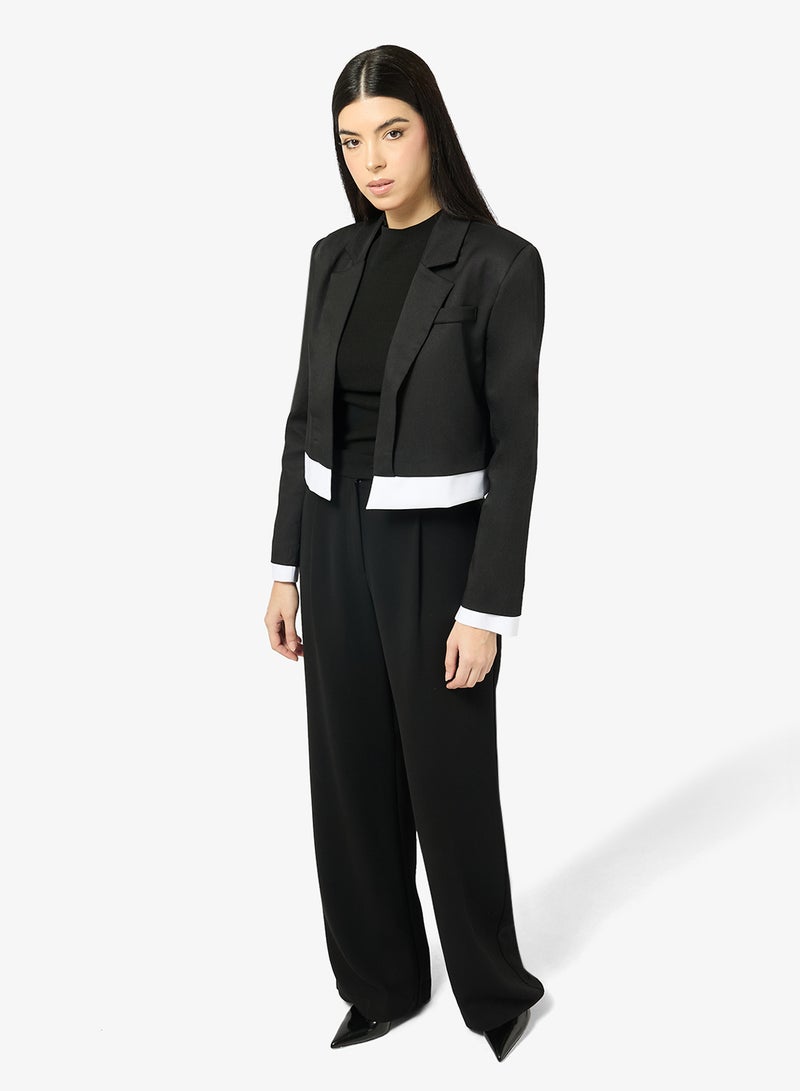 ELLA Cropped Blazer With Contrast Trim - Image 4